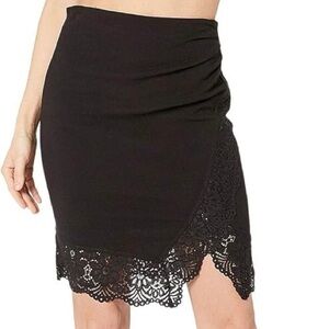 Free People Black Lace Skirt Stretchy Pull On Rayon Size S
